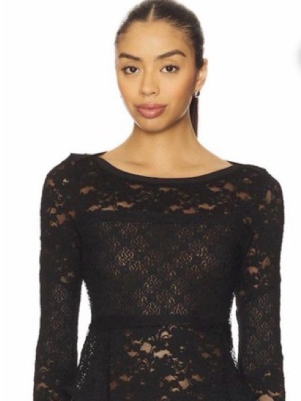Free People Black Lace Long Sleeve Dress